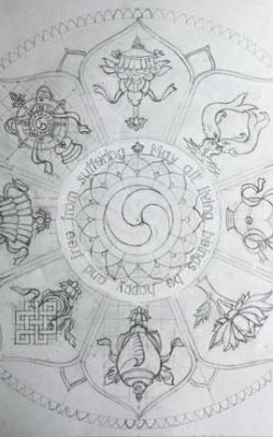 Mandala 8 Auspicious Symbols Tibetan Buddhism Thangka Course Carmen Mensink
