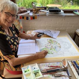 The Wheel of Life – het Levenswiel, geschilderd  in aquarel