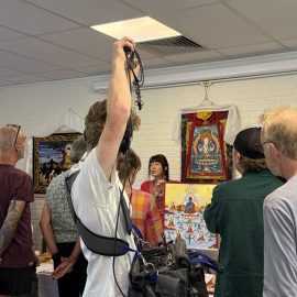 Opnames voor het KRO-NCRV TV-programma Zin in Morgen voor een portret van Carmen Mensink en haar werk