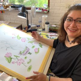 Guan Yin is de bodhisattva van Compassie/Mededogen, geschilderd in aquarel