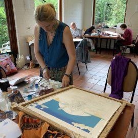 Het maken van een traditionele thangka