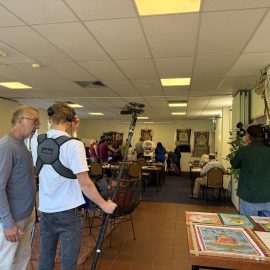 Opnames voor het KRO-NCRV TV-programma Zin in Morgen voor een portret van Carmen Mensink en haar werk