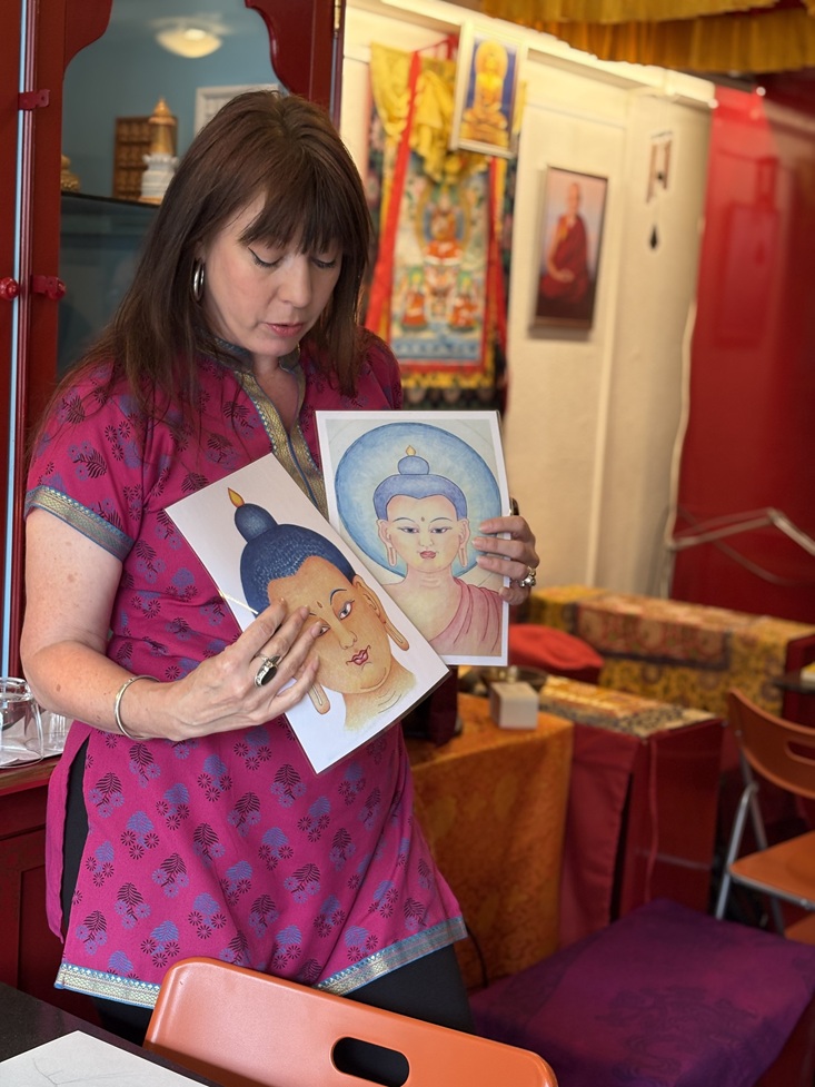 Bodhi TV - Thangka’s als spiegel van de geest. Didie Schackman's ervaring met het doen van een Thangka workshop bij Carmen Mensink Cursus Boeddha Gezicht tekenen