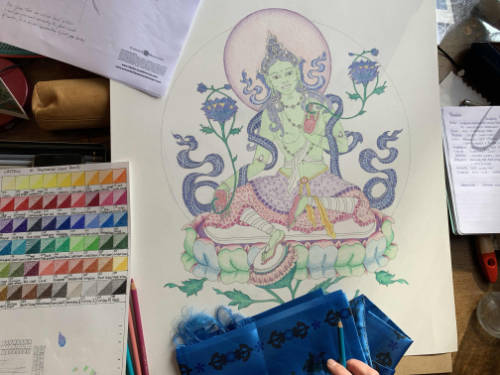 Green Tara drawing course thangka art in the tibetan buddhist tradition