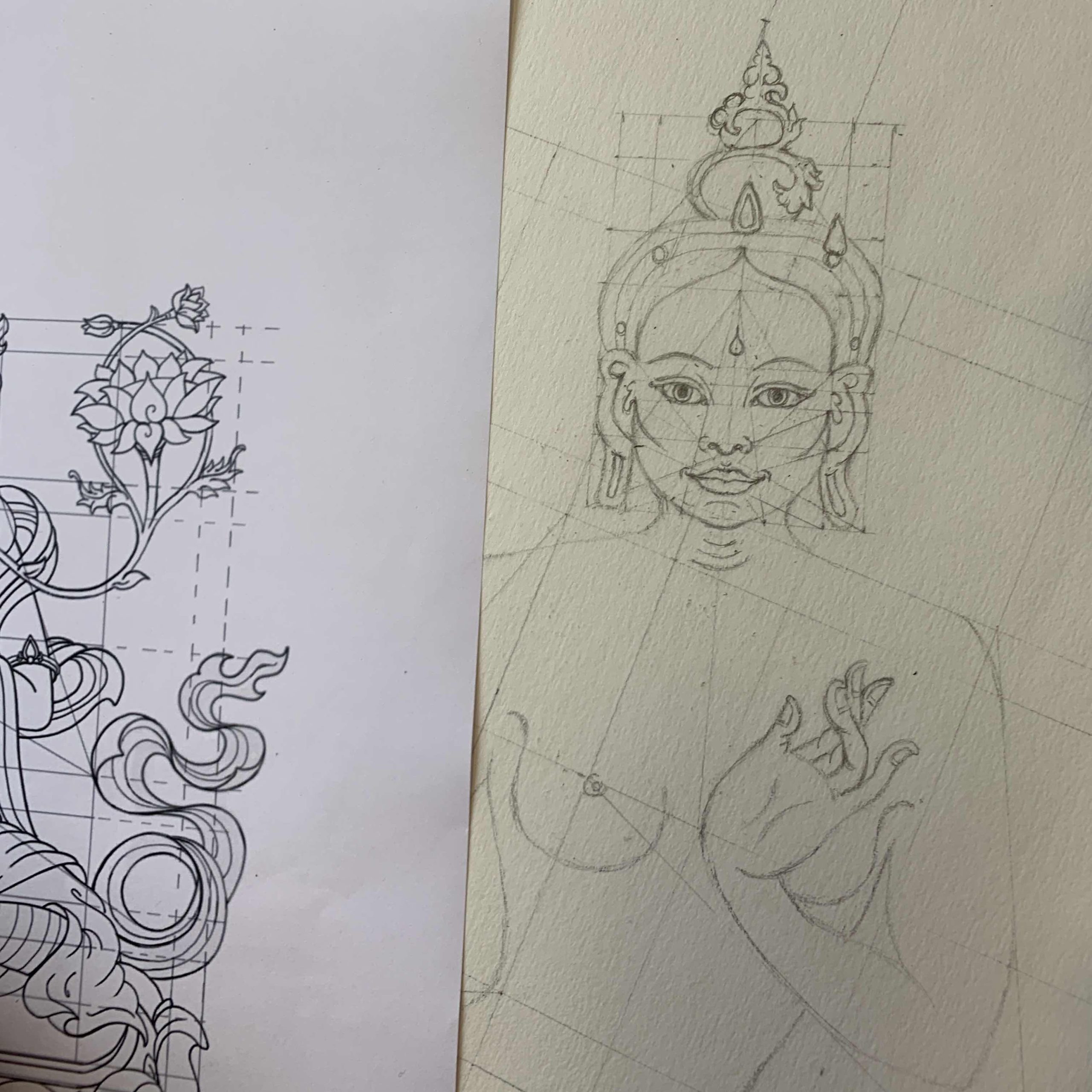 Green-Tara-Thangka-Drawing-and-Painting-Retreat-Maitreya-Instituut-Loenen-Netherlands-with-Carmen-Mensink_25