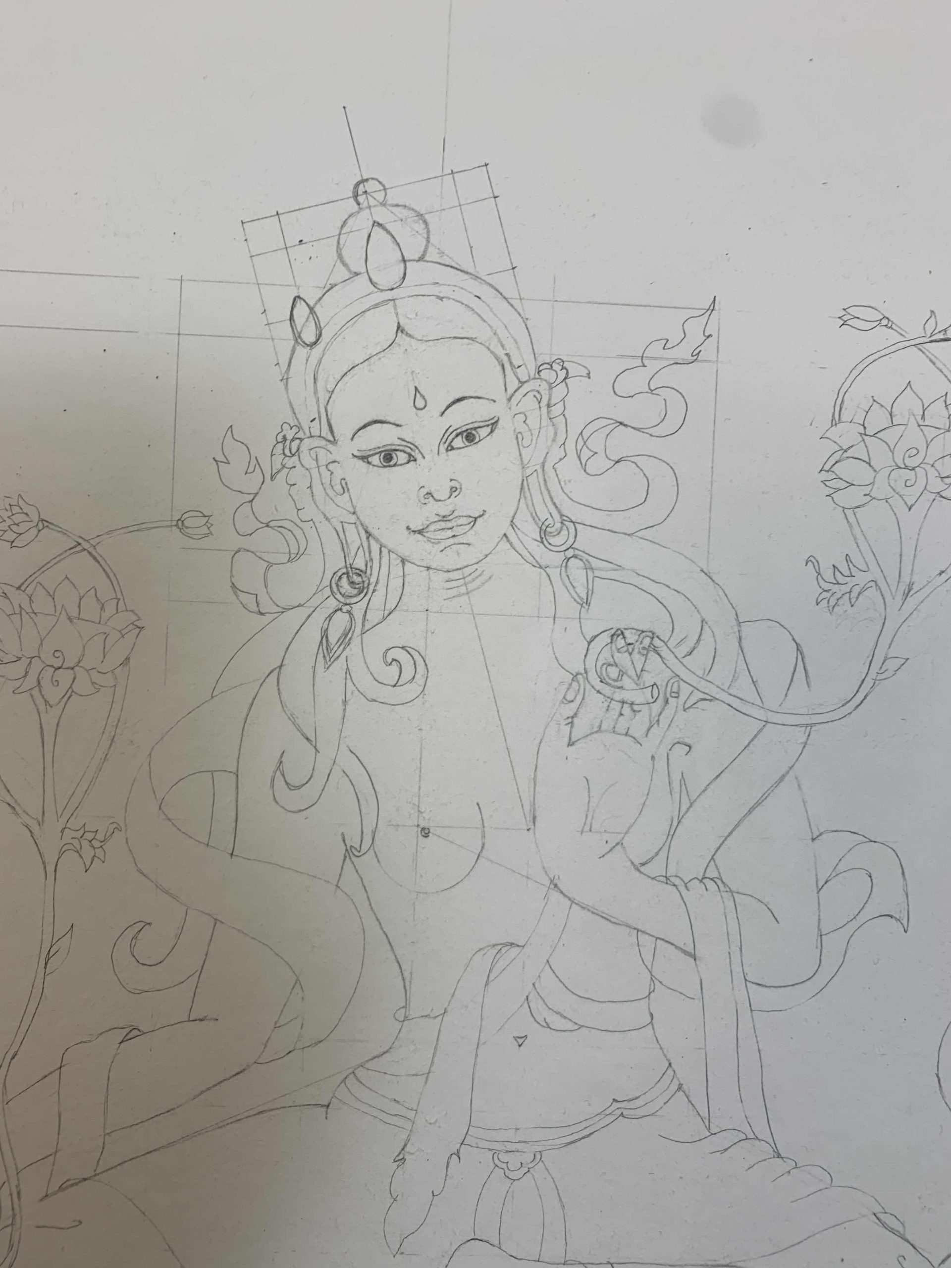 Green-Tara-Thangka-Drawing-and-Painting-Retreat-Maitreya-Instituut-Loenen-Netherlands-with-Carmen-Mensink_26