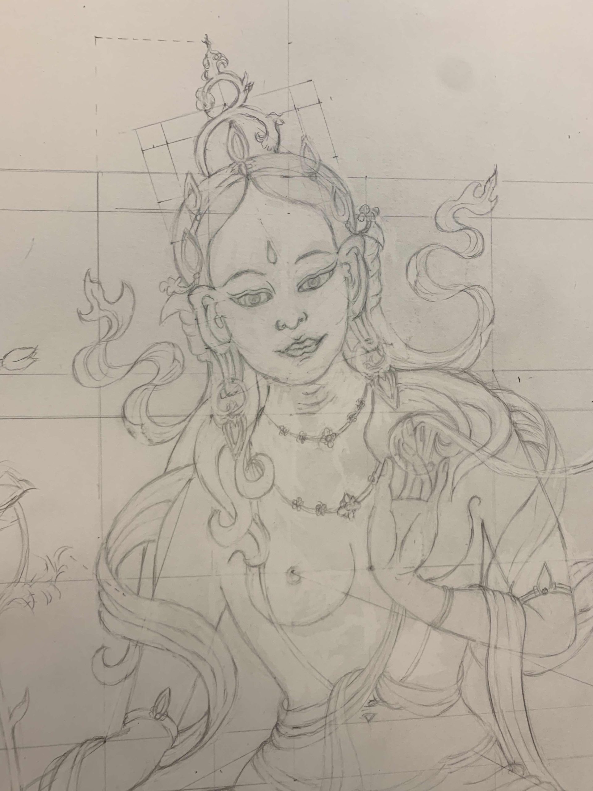 Green-Tara-Thangka-Drawing-and-Painting-Retreat-Maitreya-Instituut-Loenen-Netherlands-with-Carmen-Mensink_30