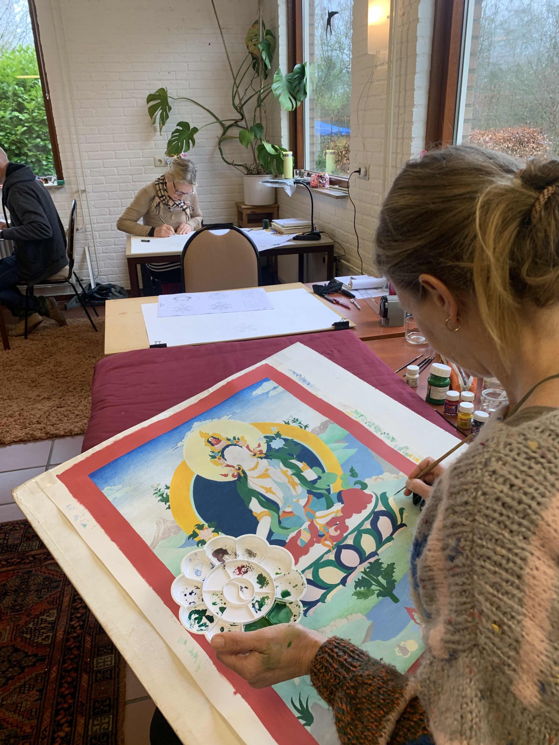 Green-Tara-Thangka-Drawing-and-Painting-Retreat-Maitreya-Instituut-Loenen-Netherlands-with-Carmen-Mensink_40