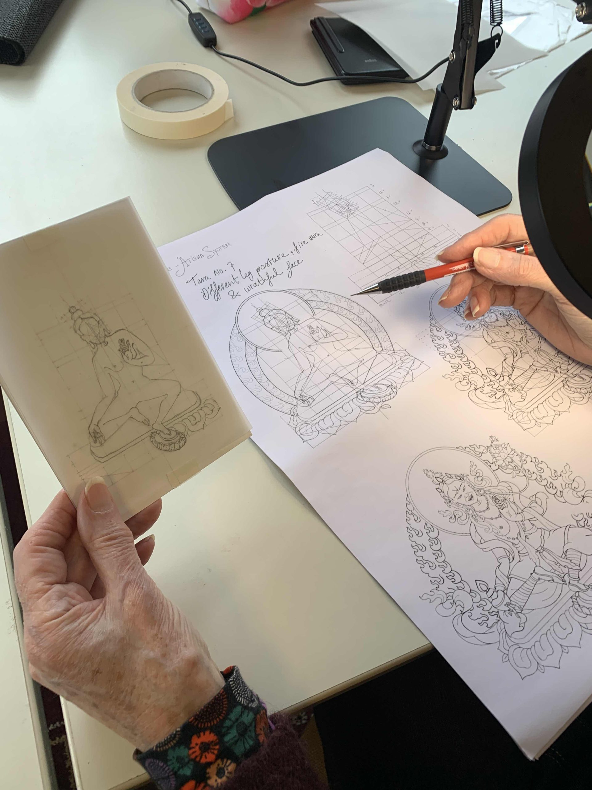 Green-Tara-Thangka-Drawing-and-Painting-Retreat-Maitreya-Instituut-Loenen-Netherlands-with-Carmen-Mensink_42