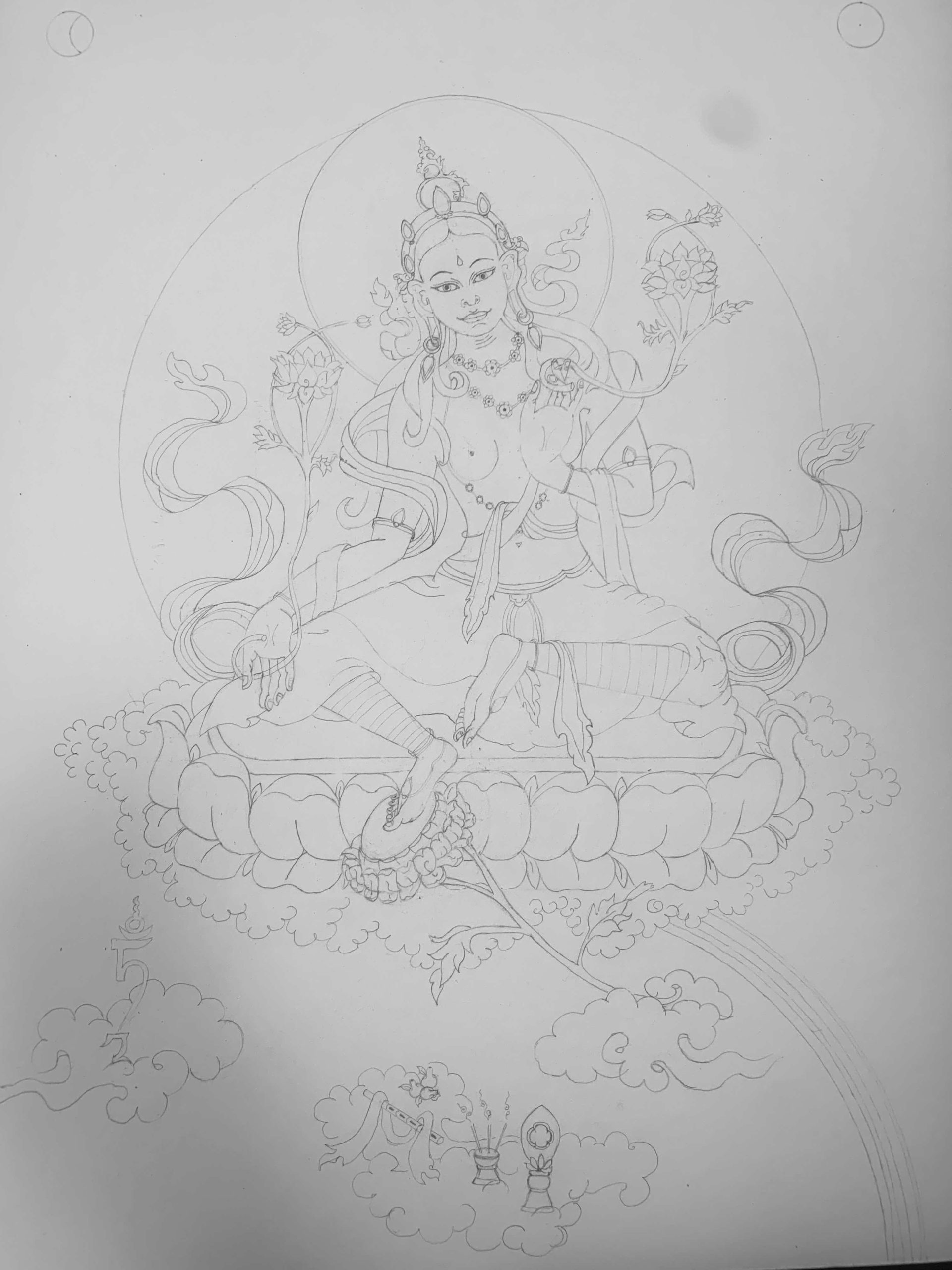 Green-Tara-Thangka-Drawing-and-Painting-Retreat-Maitreya-Instituut-Loenen-Netherlands-with-Carmen-Mensink_46