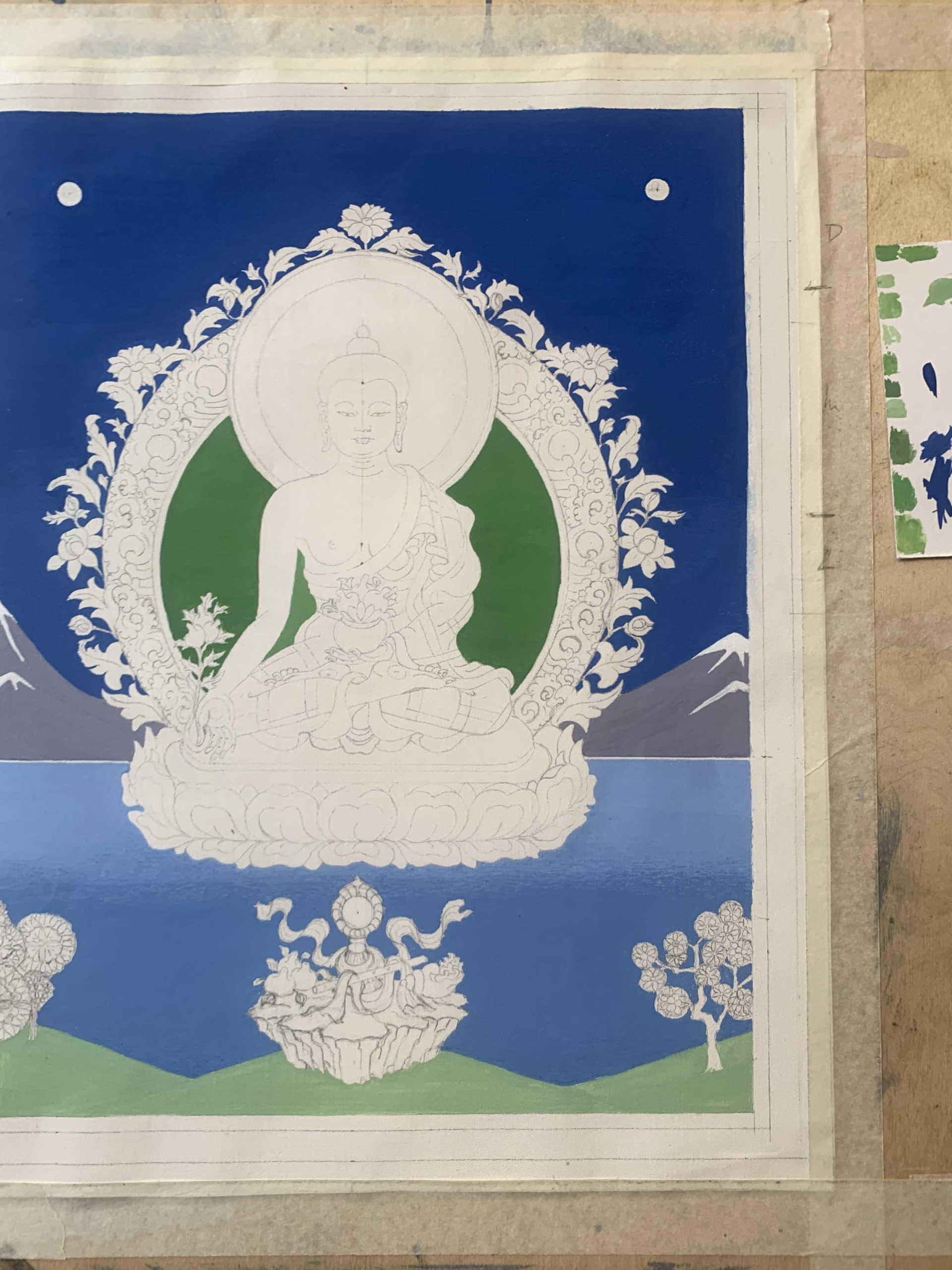 Green-Tara-Thangka-Drawing-and-Painting-Retreat-Maitreya-Instituut-Loenen-Netherlands-with-Carmen-Mensink_49
