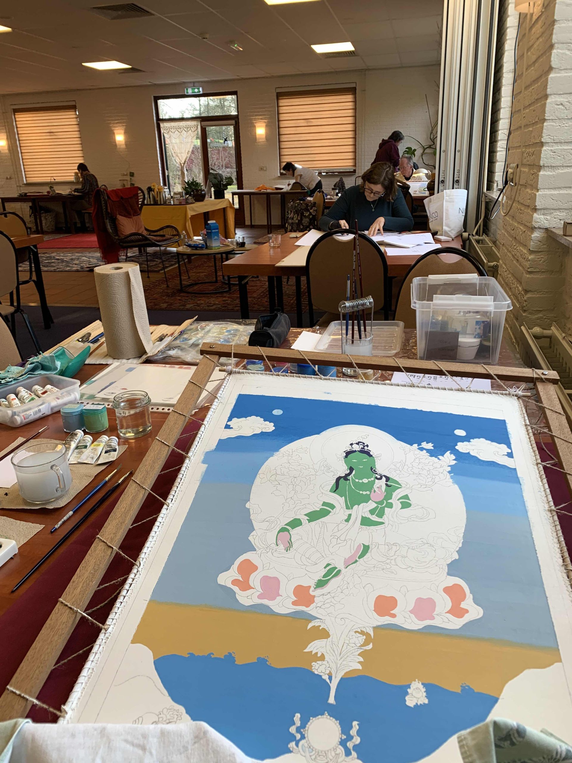 Green-Tara-Thangka-Drawing-and-Painting-Retreat-Maitreya-Instituut-Loenen-Netherlands-with-Carmen-Mensink_63