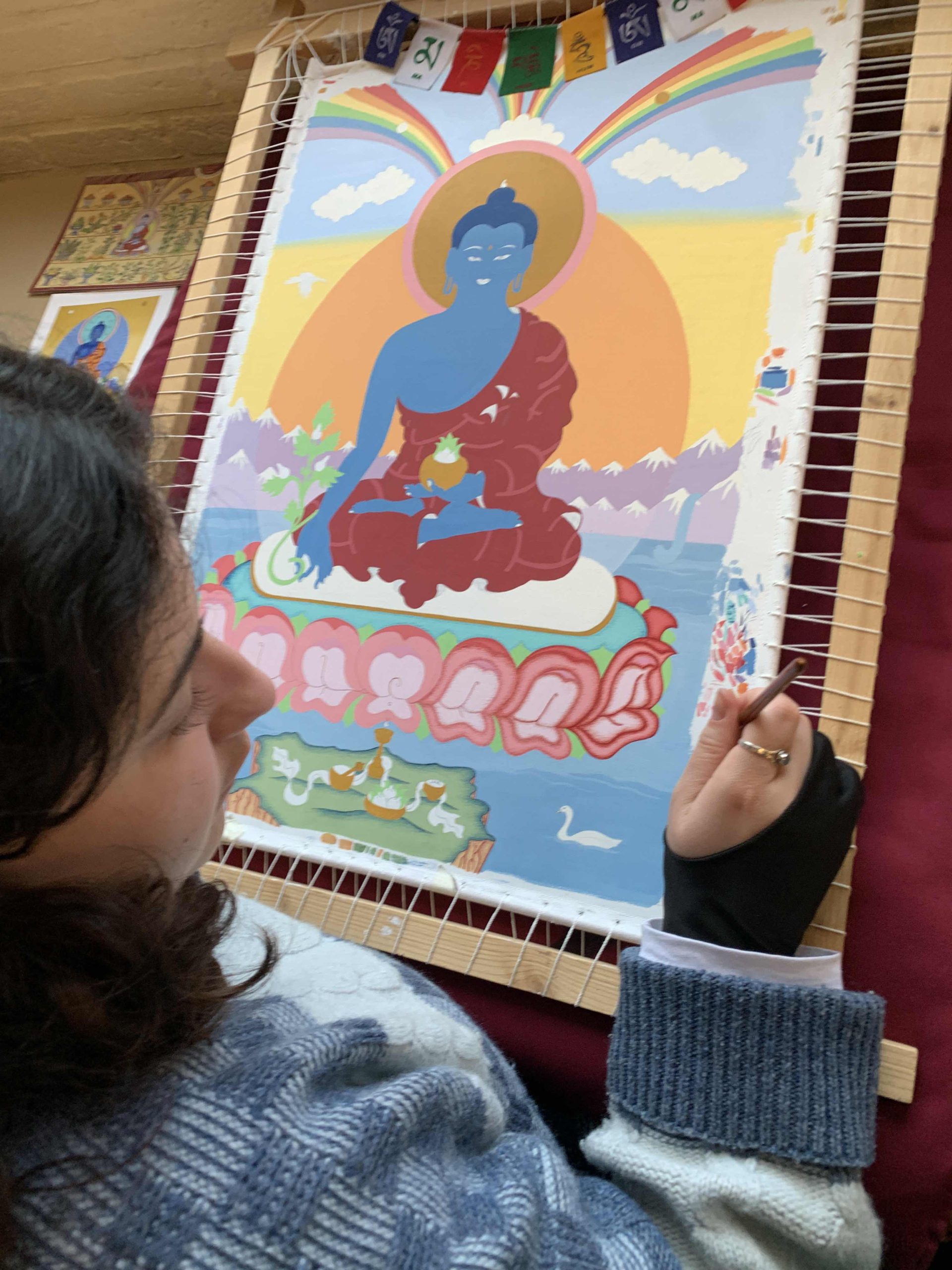Green-Tara-Thangka-Drawing-and-Painting-Retreat-Maitreya-Instituut-Loenen-Netherlands-with-Carmen-Mensink_66