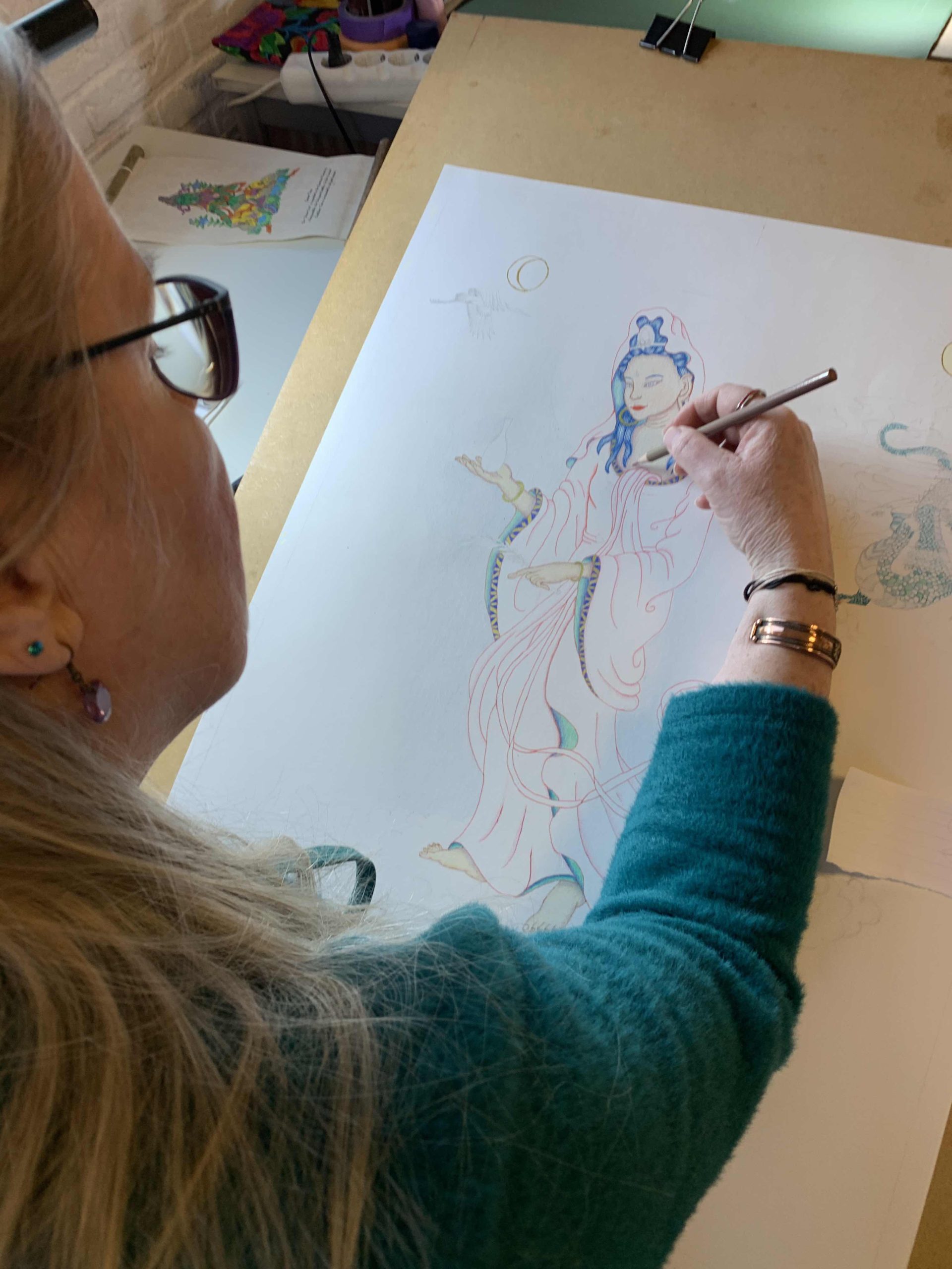 Green-Tara-Thangka-Drawing-and-Painting-Retreat-Maitreya-Instituut-Loenen-Netherlands-with-Carmen-Mensink_69