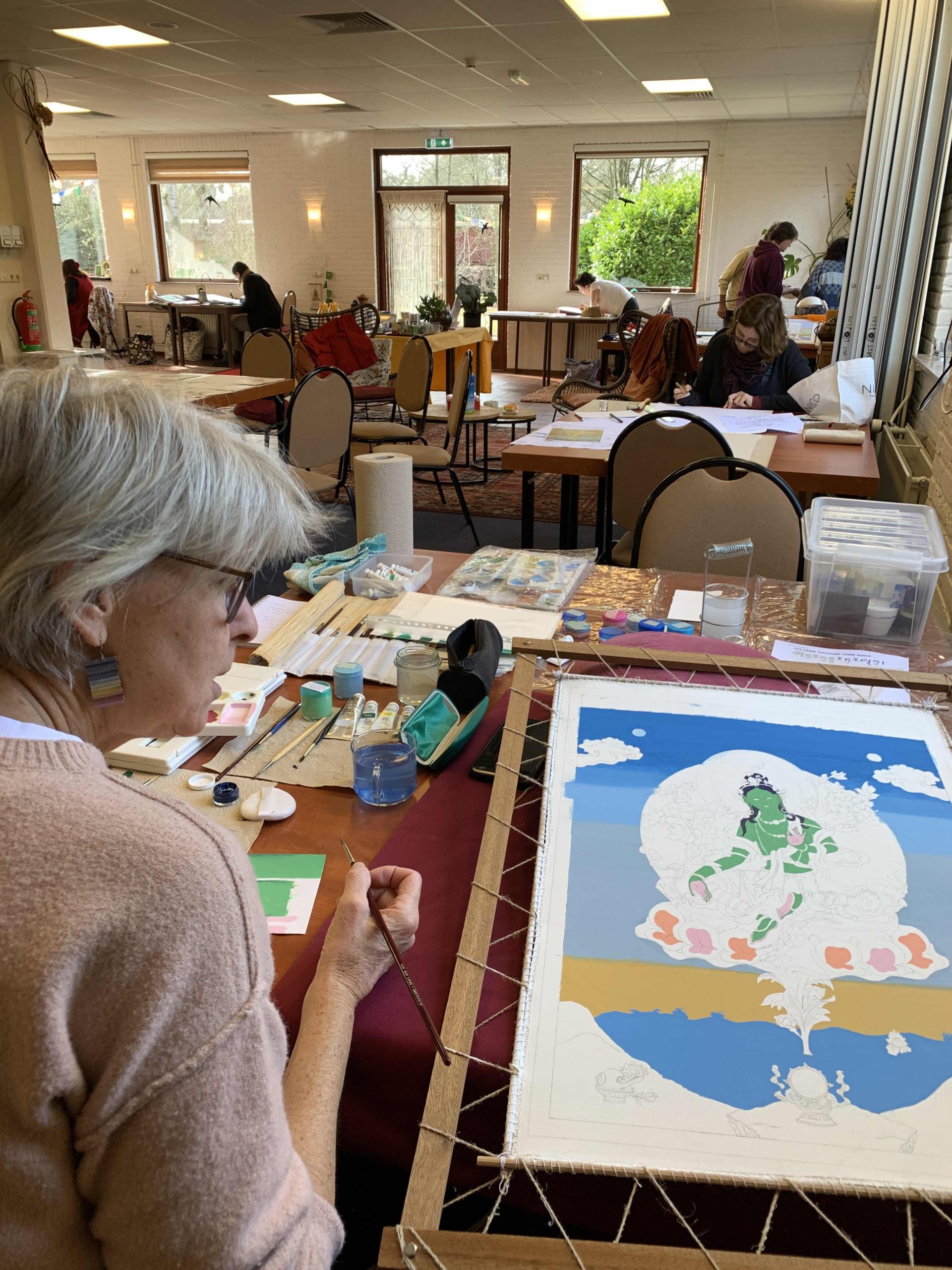 Green-Tara-Thangka-Drawing-and-Painting-Retreat-Maitreya-Instituut-Loenen-Netherlands-with-Carmen-Mensink_70