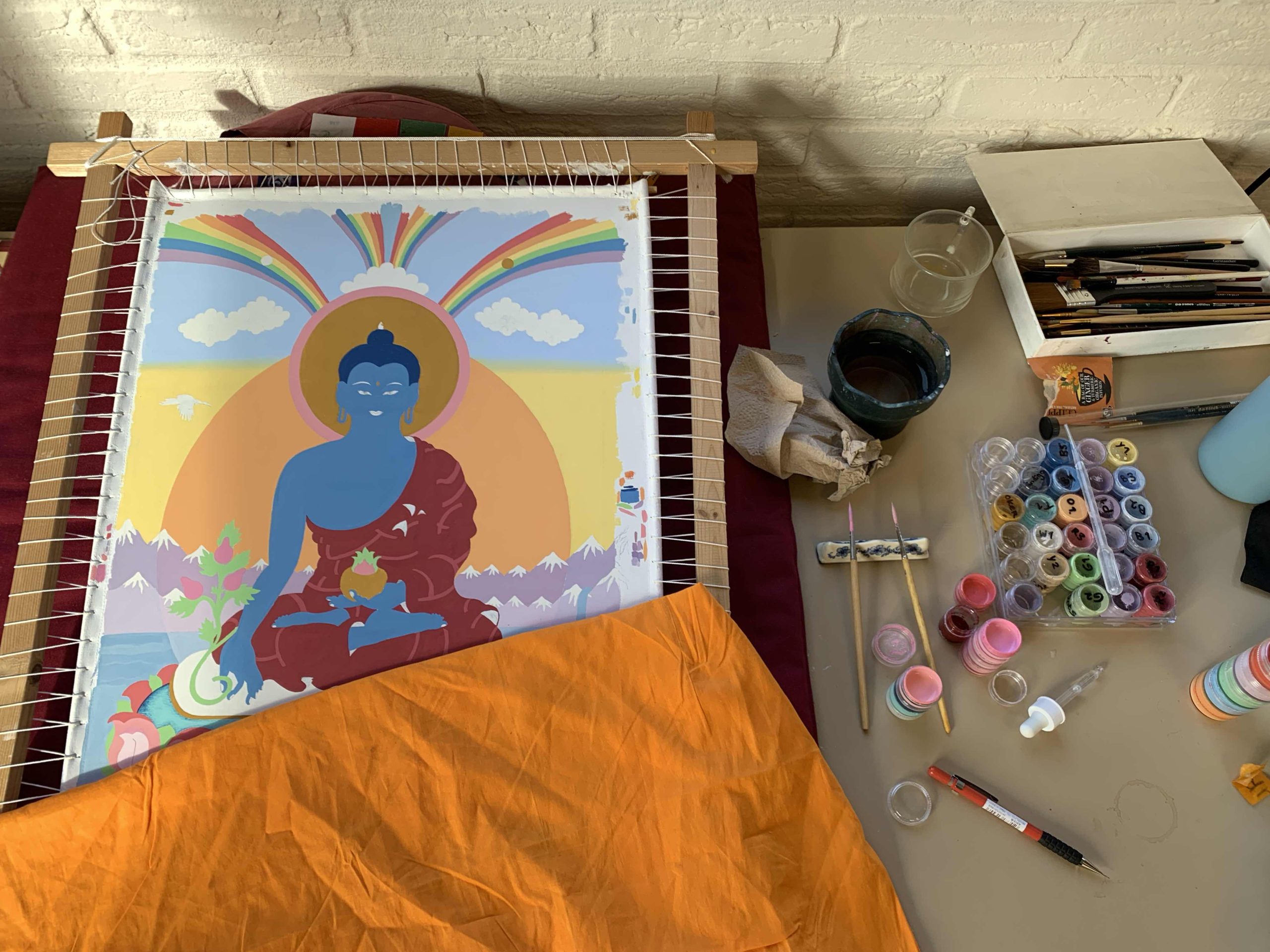 Green-Tara-Thangka-Drawing-and-Painting-Retreat-Maitreya-Instituut-Loenen-Netherlands-with-Carmen-Mensink_75