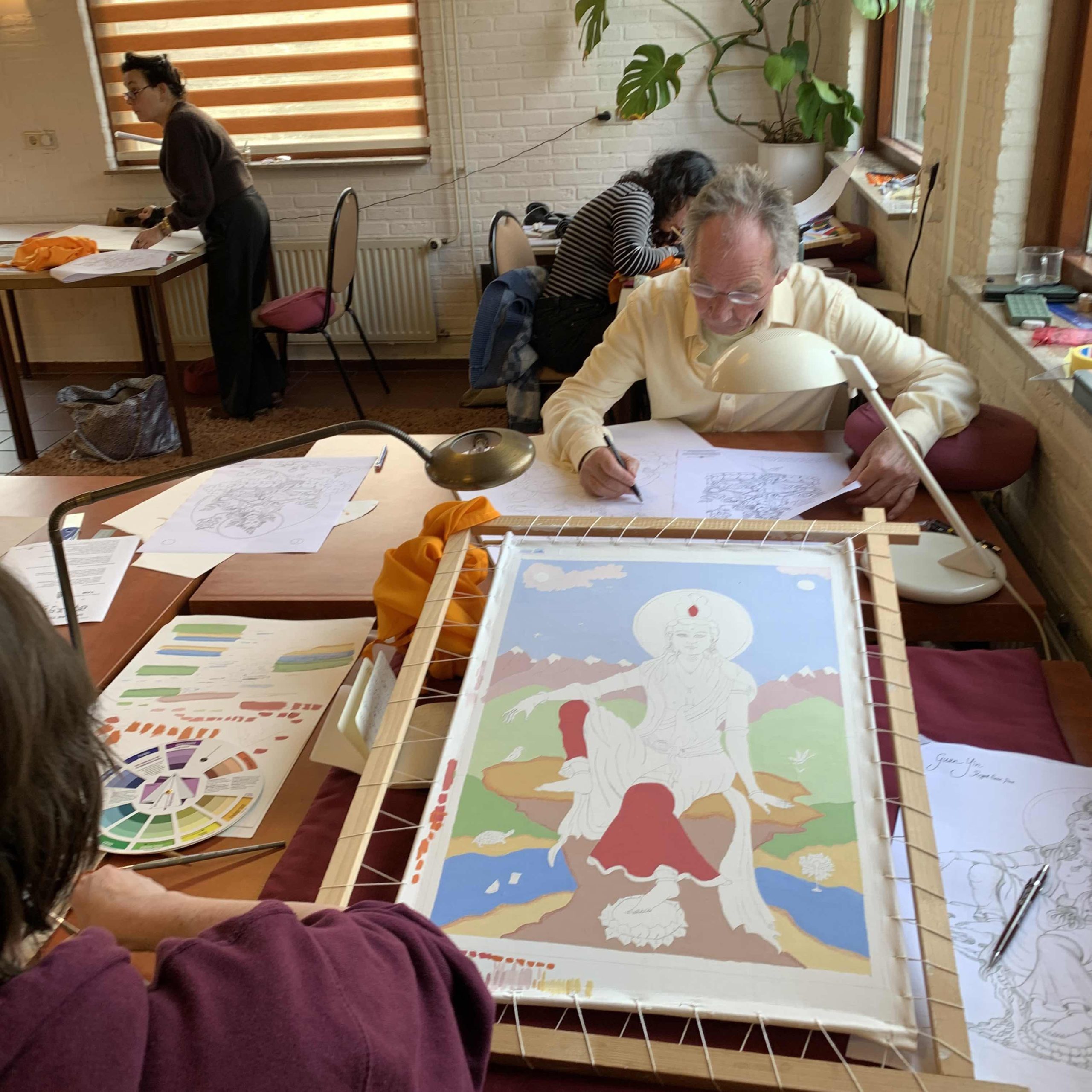 Green-Tara-Thangka-Drawing-and-Painting-Retreat-Maitreya-Instituut-Loenen-Netherlands-with-Carmen-Mensink_79
