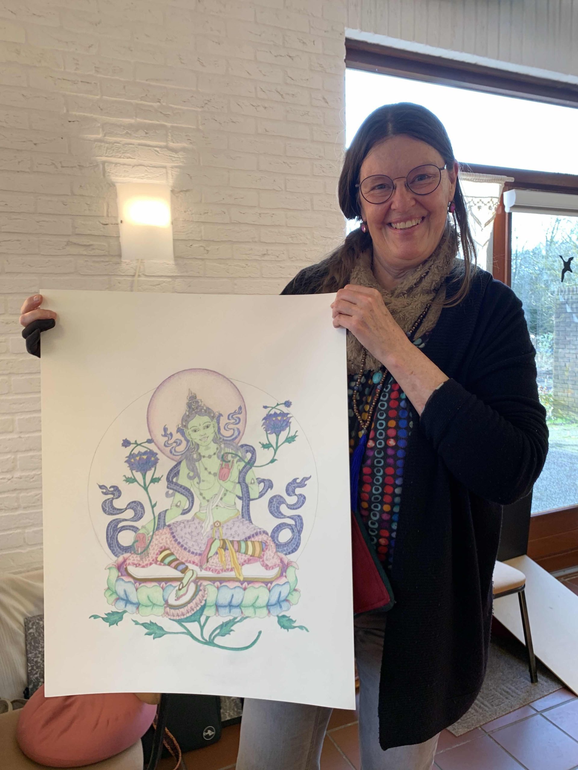 Green-Tara-Thangka-Drawing-and-Painting-Retreat-Maitreya-Instituut-Loenen-Netherlands-with-Carmen-Mensink_81