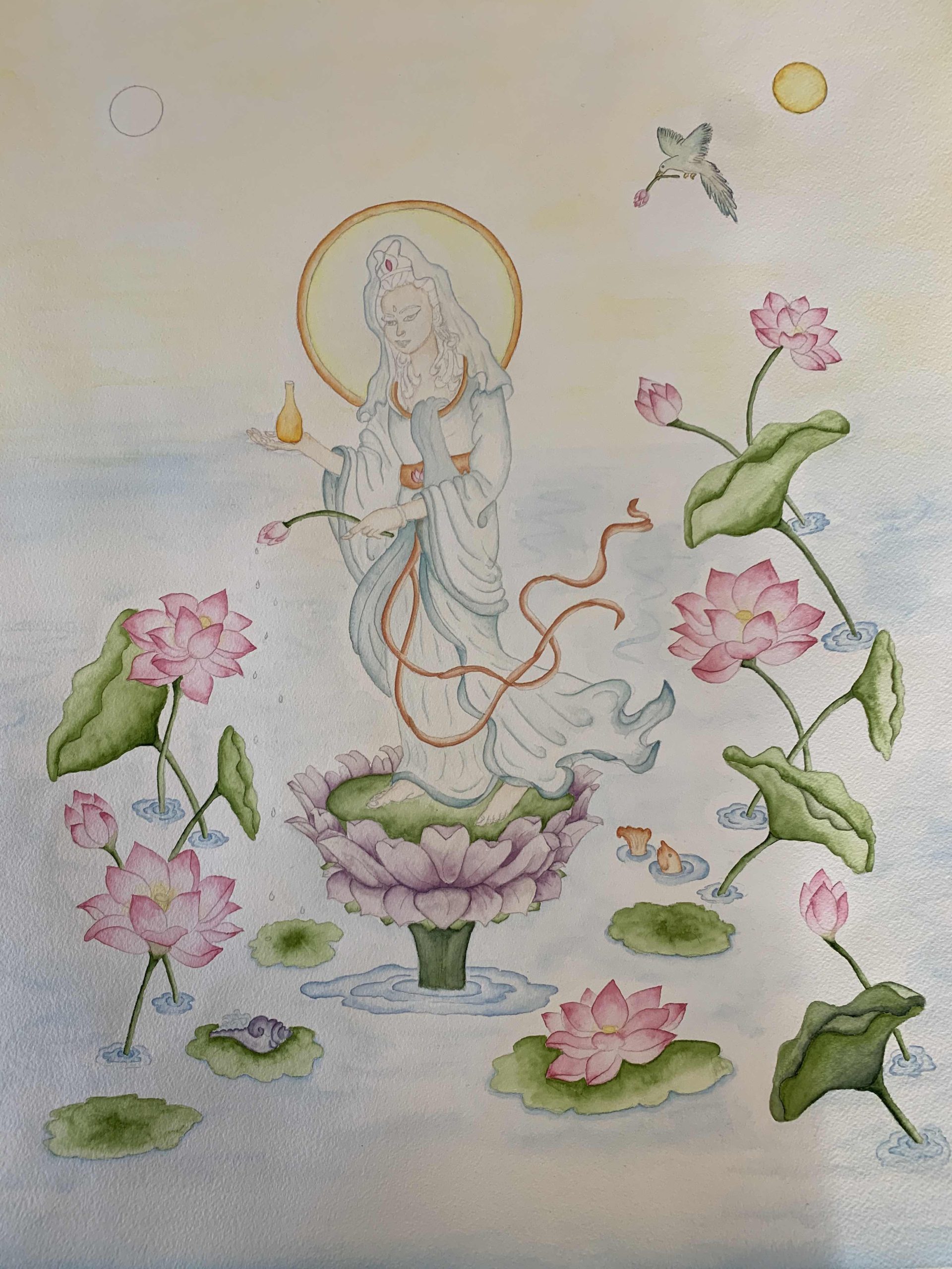 Green-Tara-Thangka-Drawing-and-Painting-Retreat-Maitreya-Instituut-Loenen-Netherlands-with-Carmen-Mensink_90