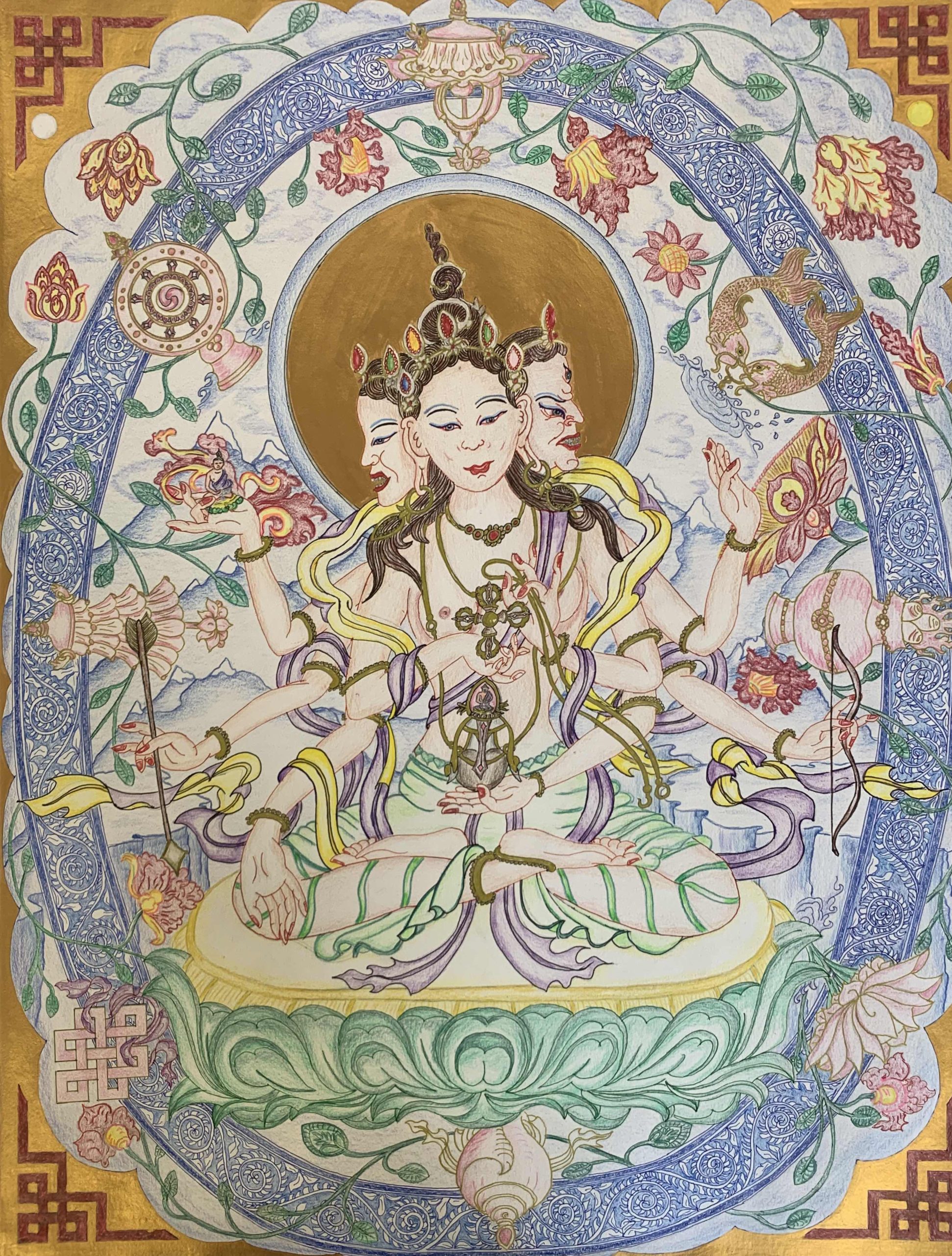Green-Tara-Thangka-Drawing-and-Painting-Retreat-Maitreya-Instituut-Loenen-Netherlands-with-Carmen-Mensink_92