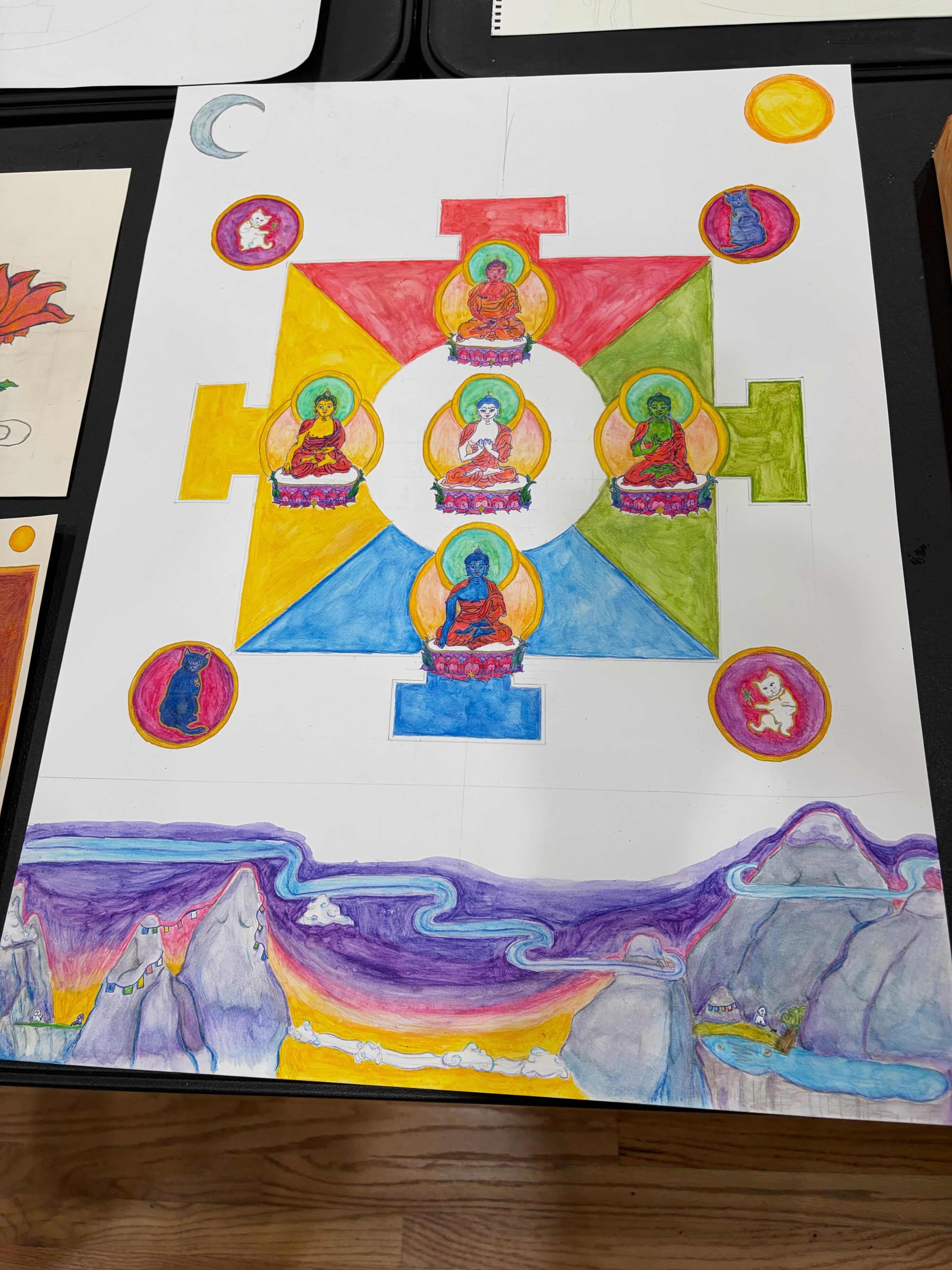 Thangka-Art-Retreat-with-Carmen-Mensink-at-Omega-Institute-2026_4_Mandala-of-the-Five-Buddha-Families